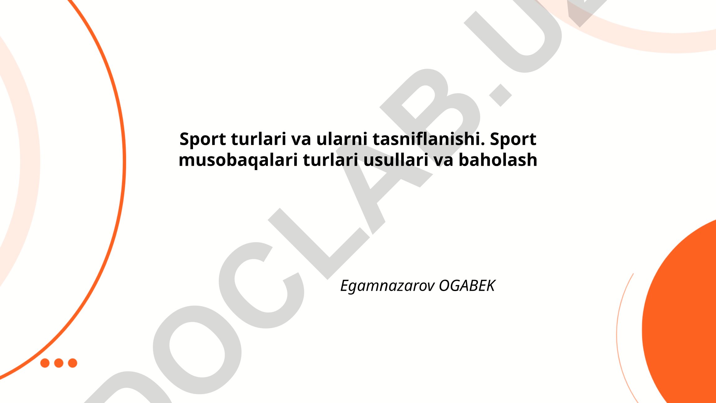 Sport turlari va ularni tasniflanishi