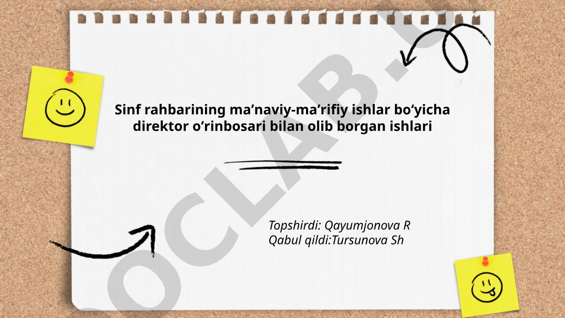 Sinf rahbari va ma'naviy-ma'rifiy ishlar bo'yicha direktor o'rinbosari hamkorligidagi ishlar