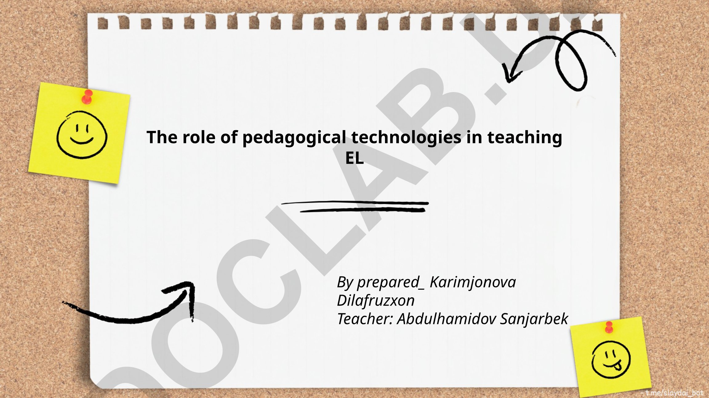 The role of pedagogical technologies in teaching EL