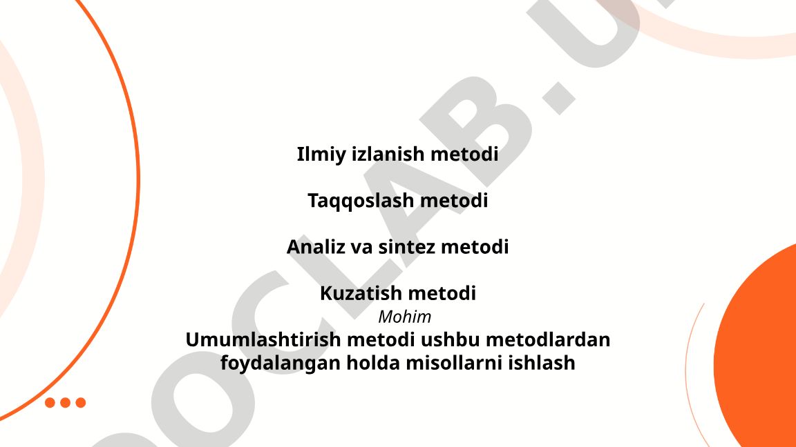 Ilmiy izlanish metodlari va ularning amaliy qo'llanilishi