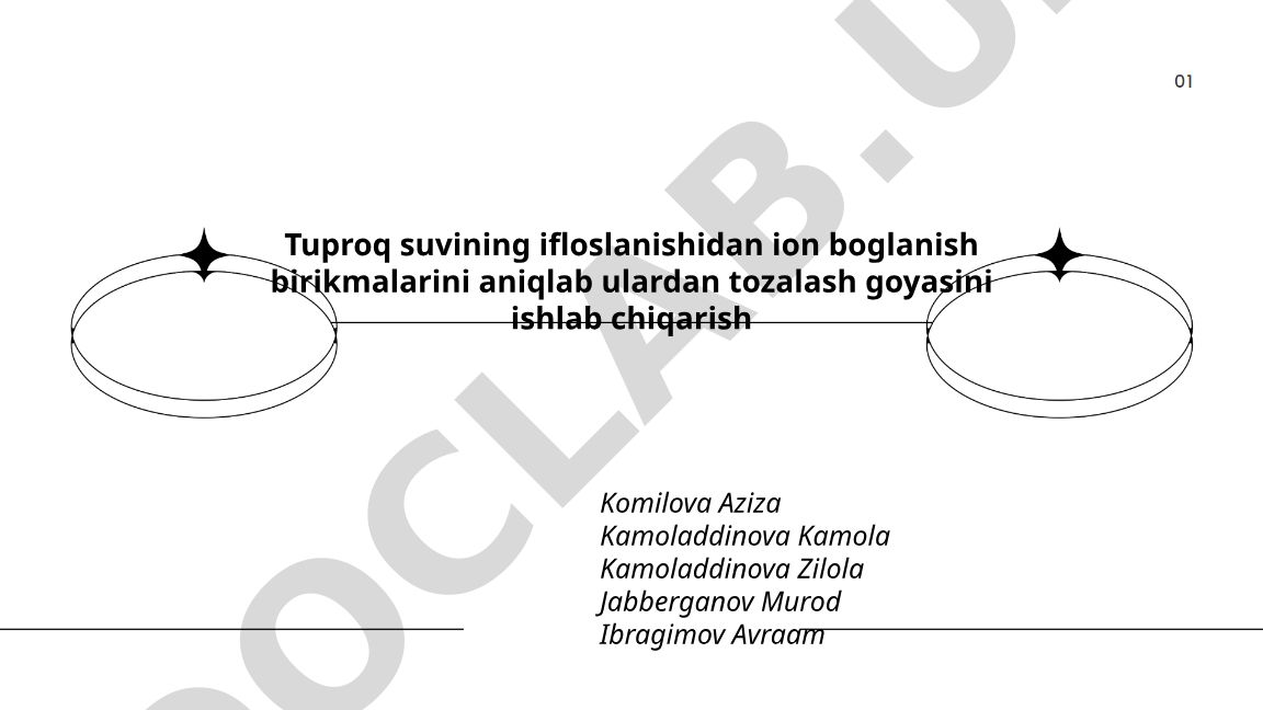 Tuproq suvida ion bog'lanish birikmalarini aniqlash va tozalash