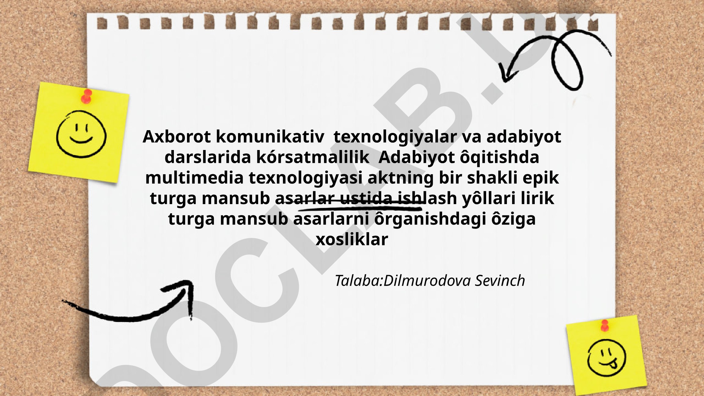 Axborot kommunikativ texnologiyalar yordamida adabiyot darslarida kórsatmalilik