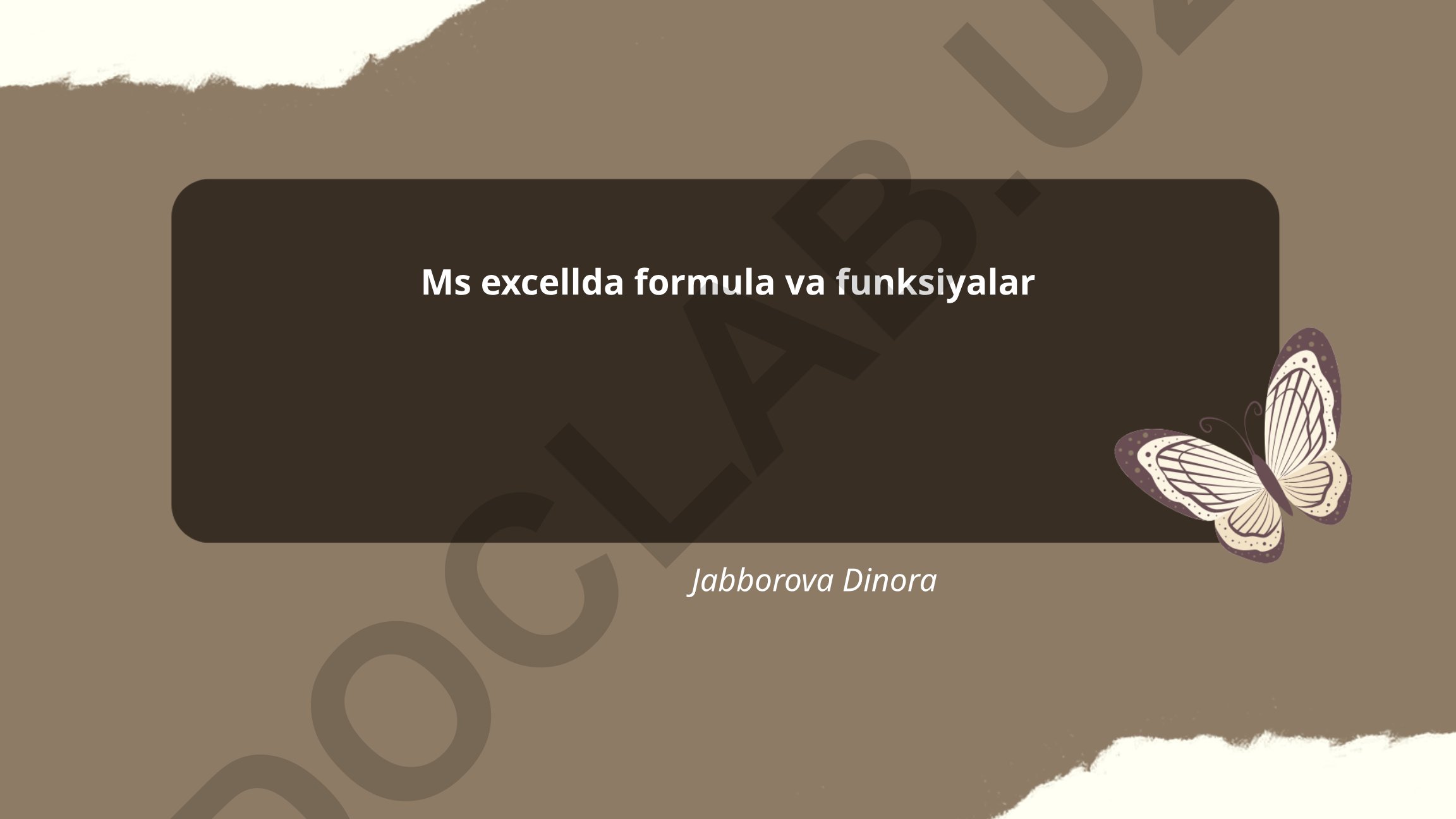 MS Excelda formula va funksiyalar
