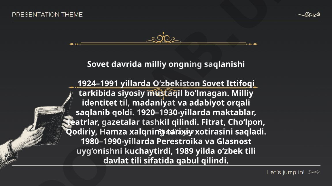 Sovet davrida O'zbekistonda milliy ongning saqlanishi