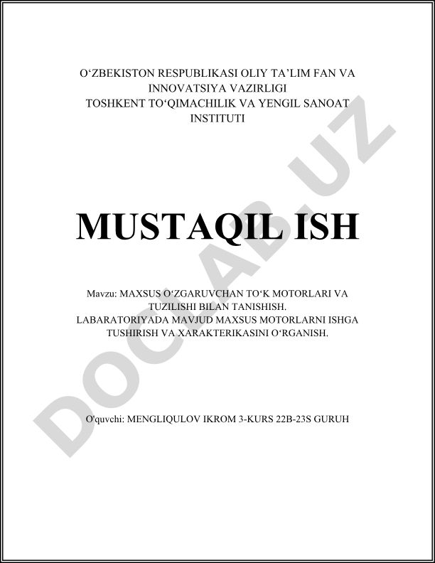 Maxsus o'zgaruvchan tok motorlari va tuzilishi bilan tanishish