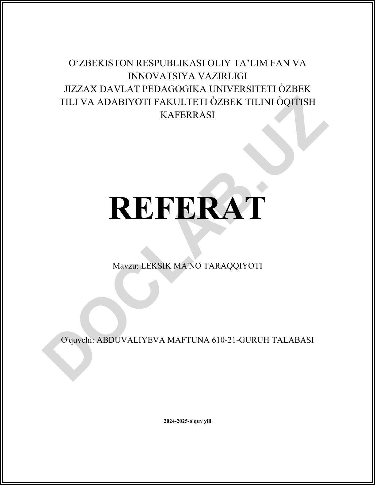 Leksik ma'no taraqqiyoti