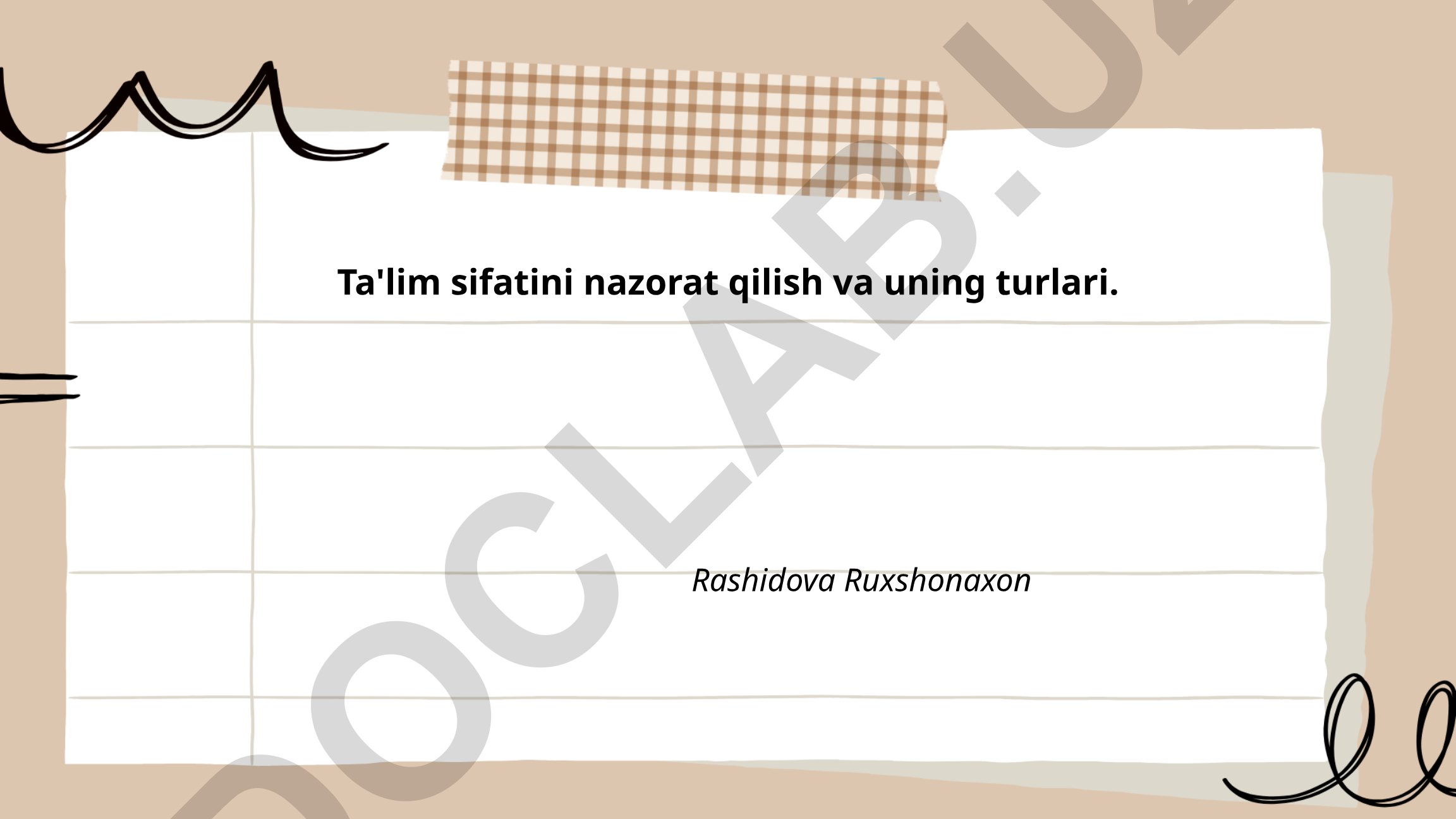 Ta'lim sifatini nazorat qilish va uning turlari