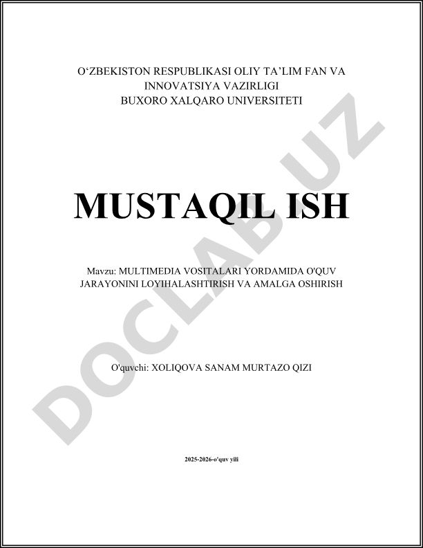 Multimedia vositalari yordamida o'quv jarayonini loyihalash va amalga oshirish