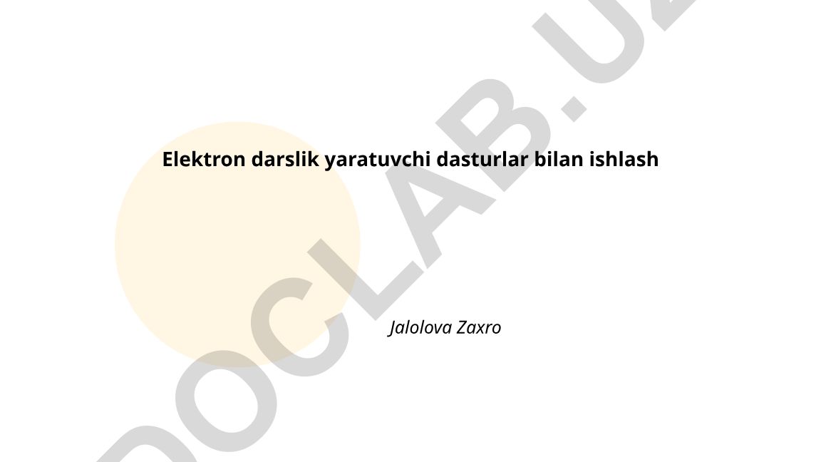 Elektron darslik yaratuvchi dasturlar bilan ishlash