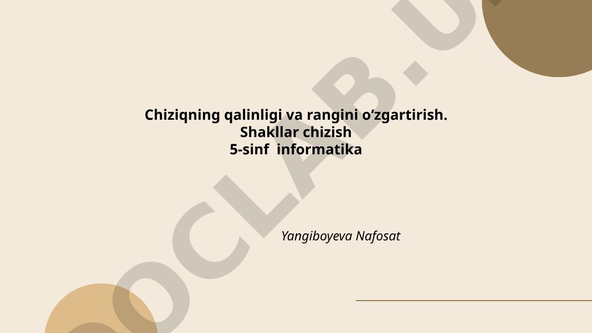 Chiziq qalinligi va rangini o'zgartirish. Shakllar chizish