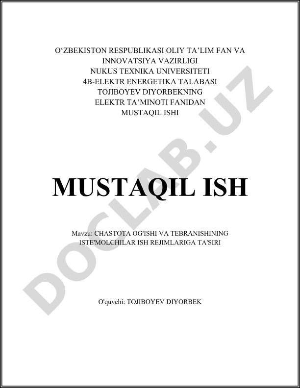 Chastota og'ishi va tebranishining iste'molchilar ish rejimlariga ta'siri