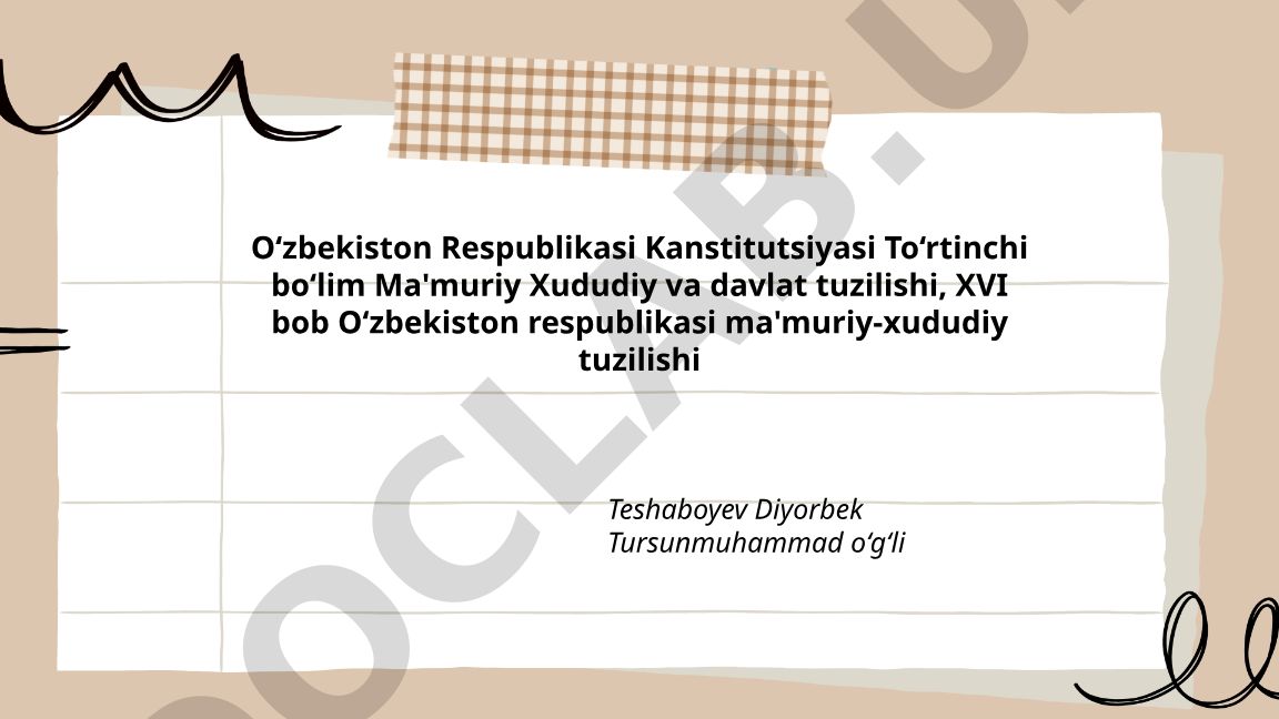 O‘zbekiston Respublikasining ma'muriy-hududiy tuzilishi