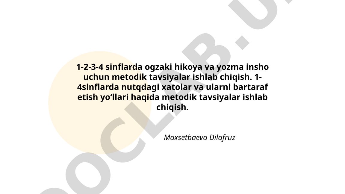 1-4 sinflarda og'zaki hikoya va yozma insho metodikasi
