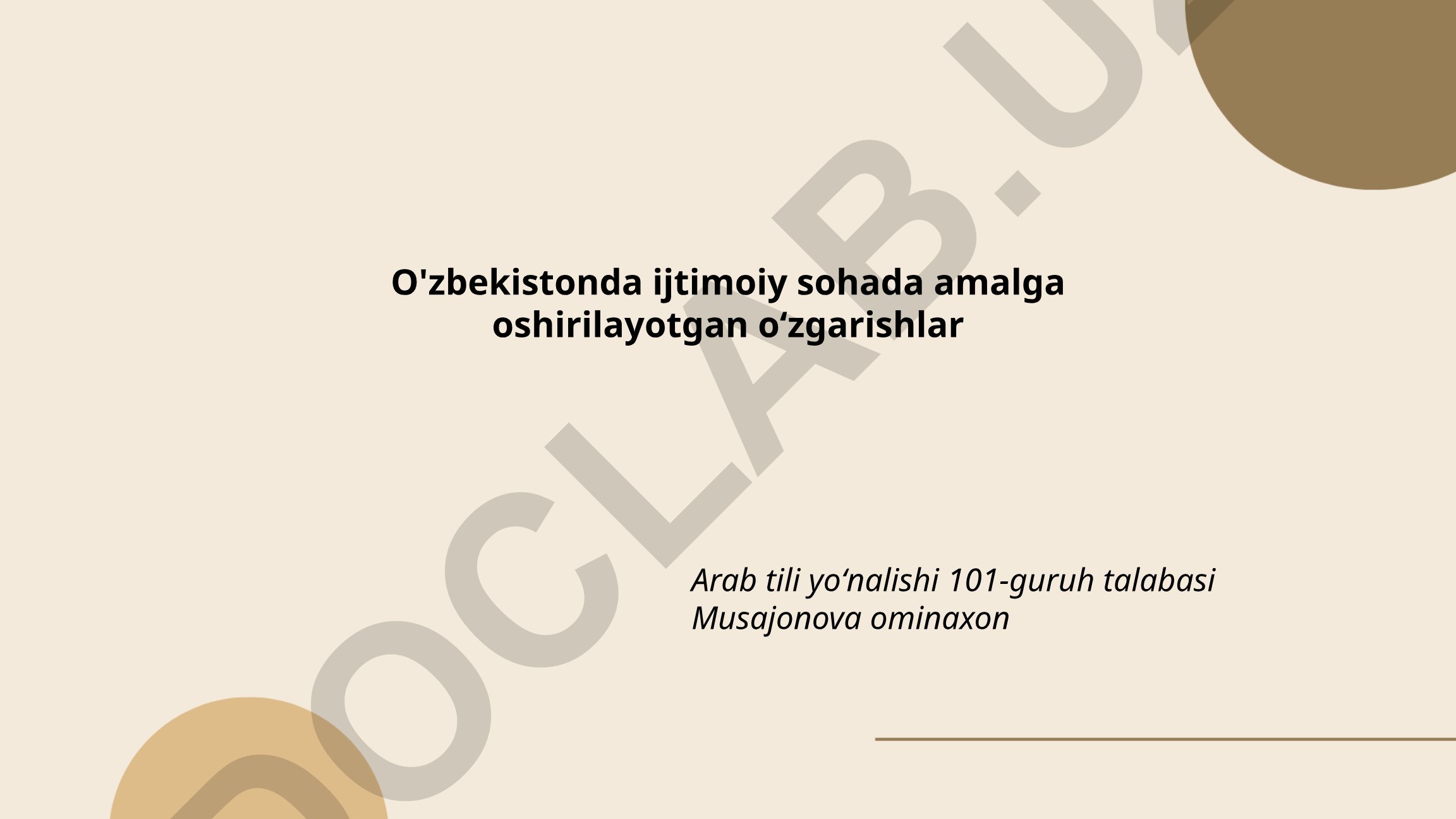 O'zbekistonda ijtimoiy sohada amalga oshirilayotgan o'zgarishlar