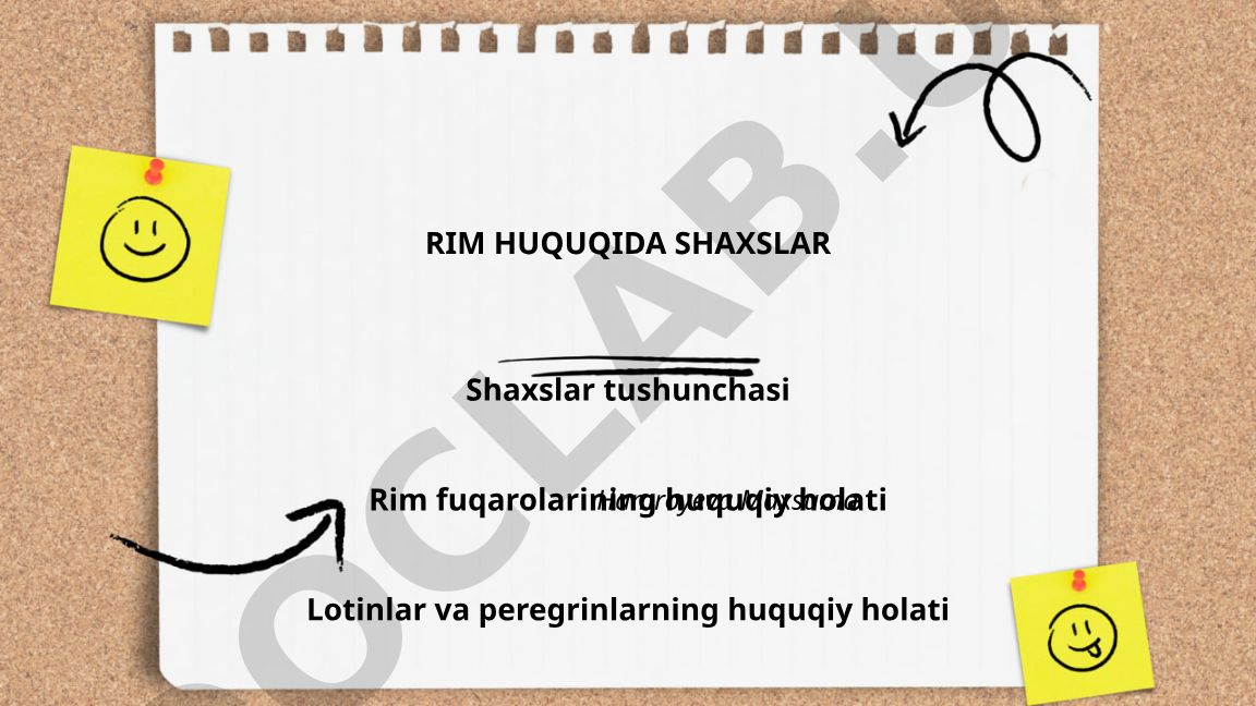 Rim huquqida shaxslar tushunchasi va huquqiy holatlar