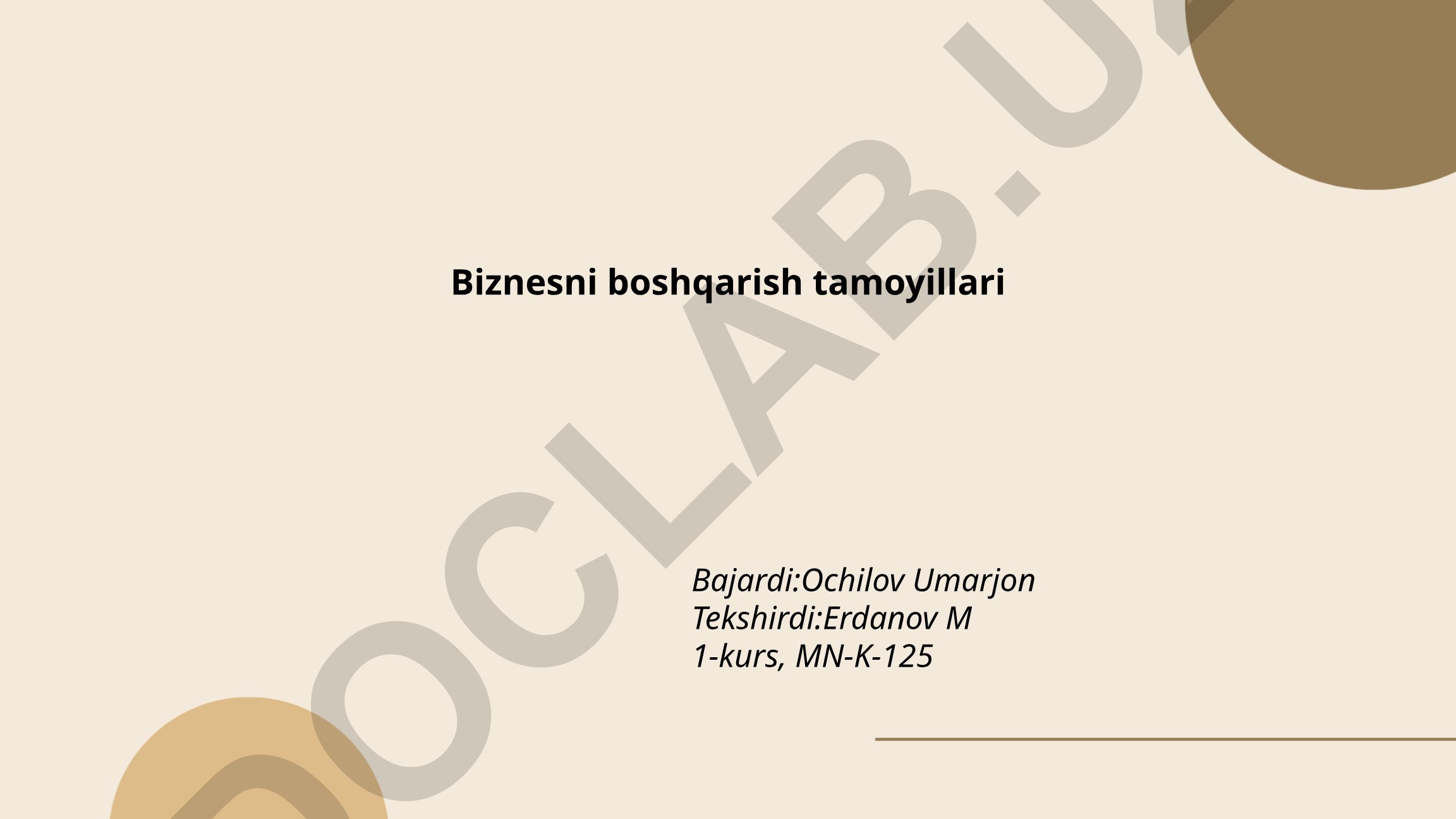 Biznesni boshqarish tamoyillari