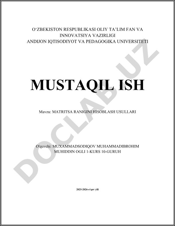 Matritsa rangini hisoblash usullari