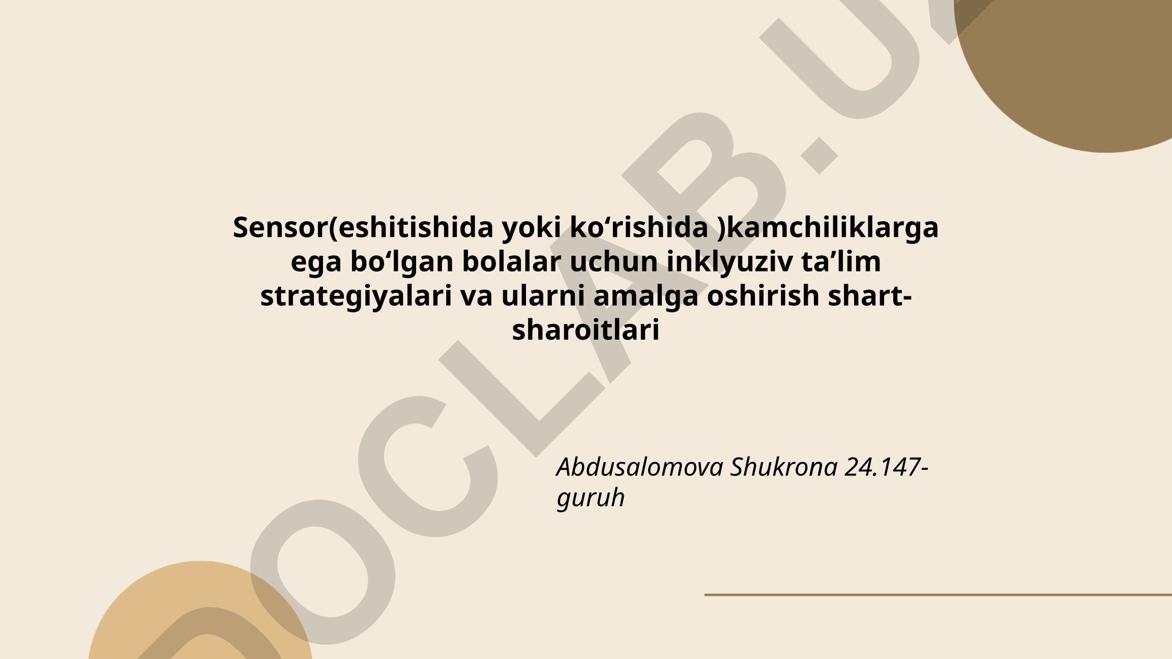 Sensor kamchiliklarga ega bolalar uchun inklyuziv ta'lim strategiyalari