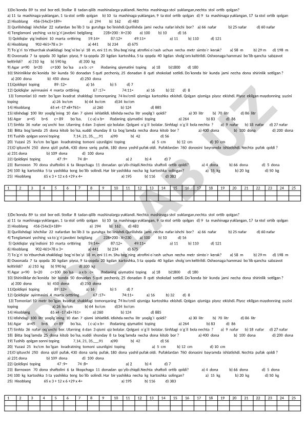 Matematika masalalari va misollar to'plami