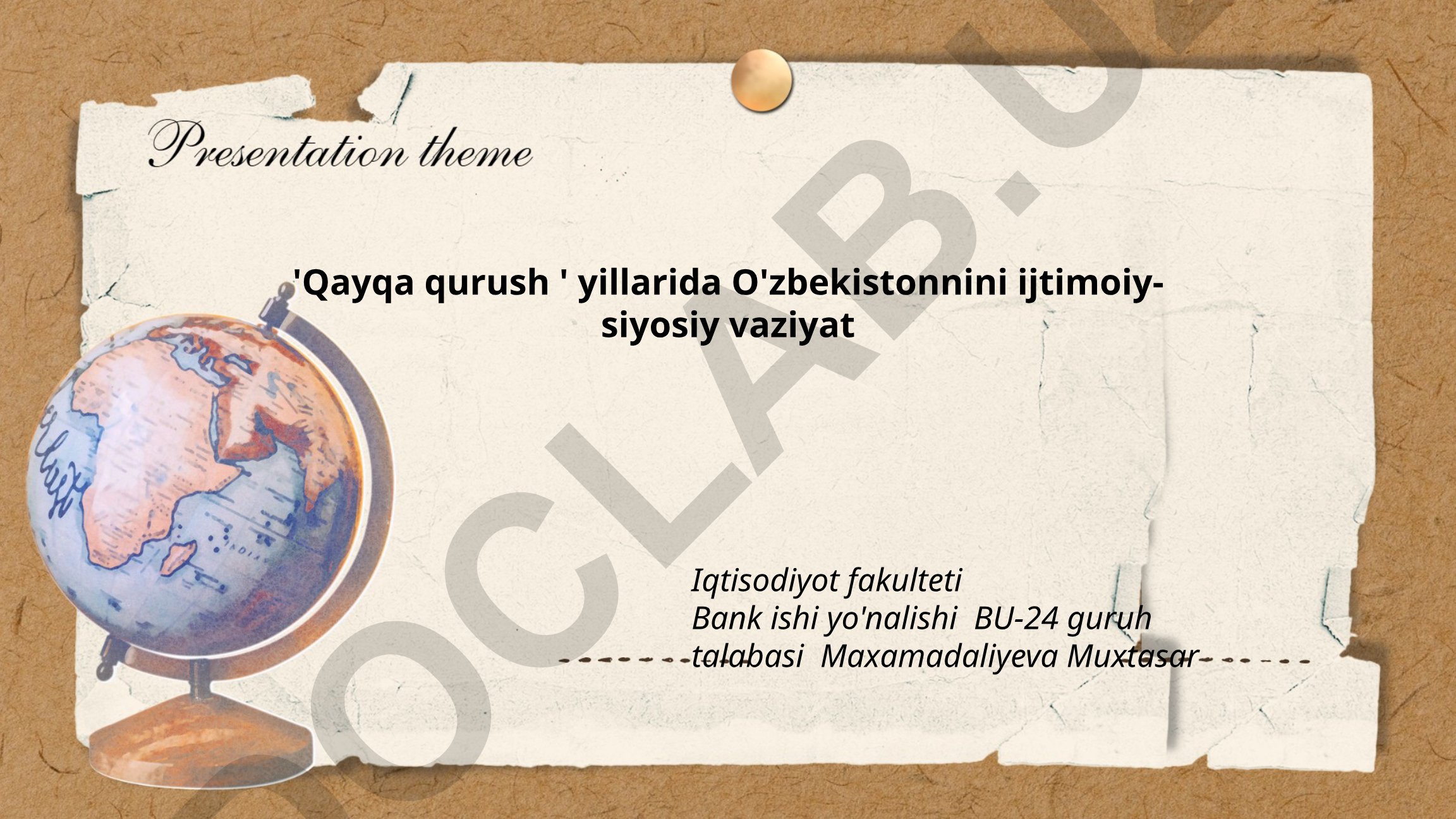 Qayta qurush yillarida O'zbekistonning ijtimoiy-siyosiy vaziyati