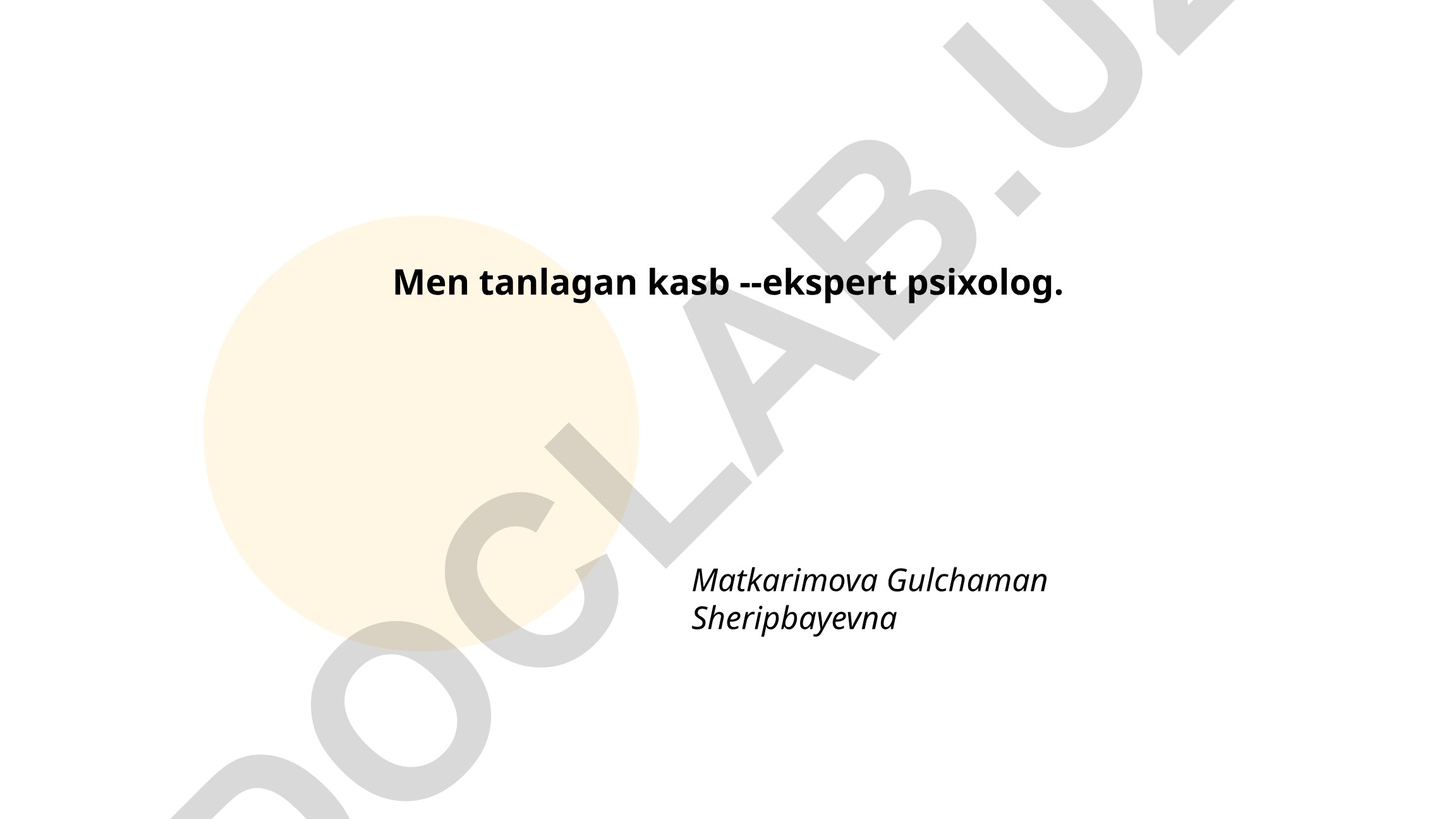 Ekspert psixolog kasbi haqida taqdimot