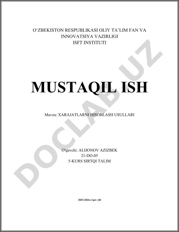 Xarajatlarni hisoblash usullari