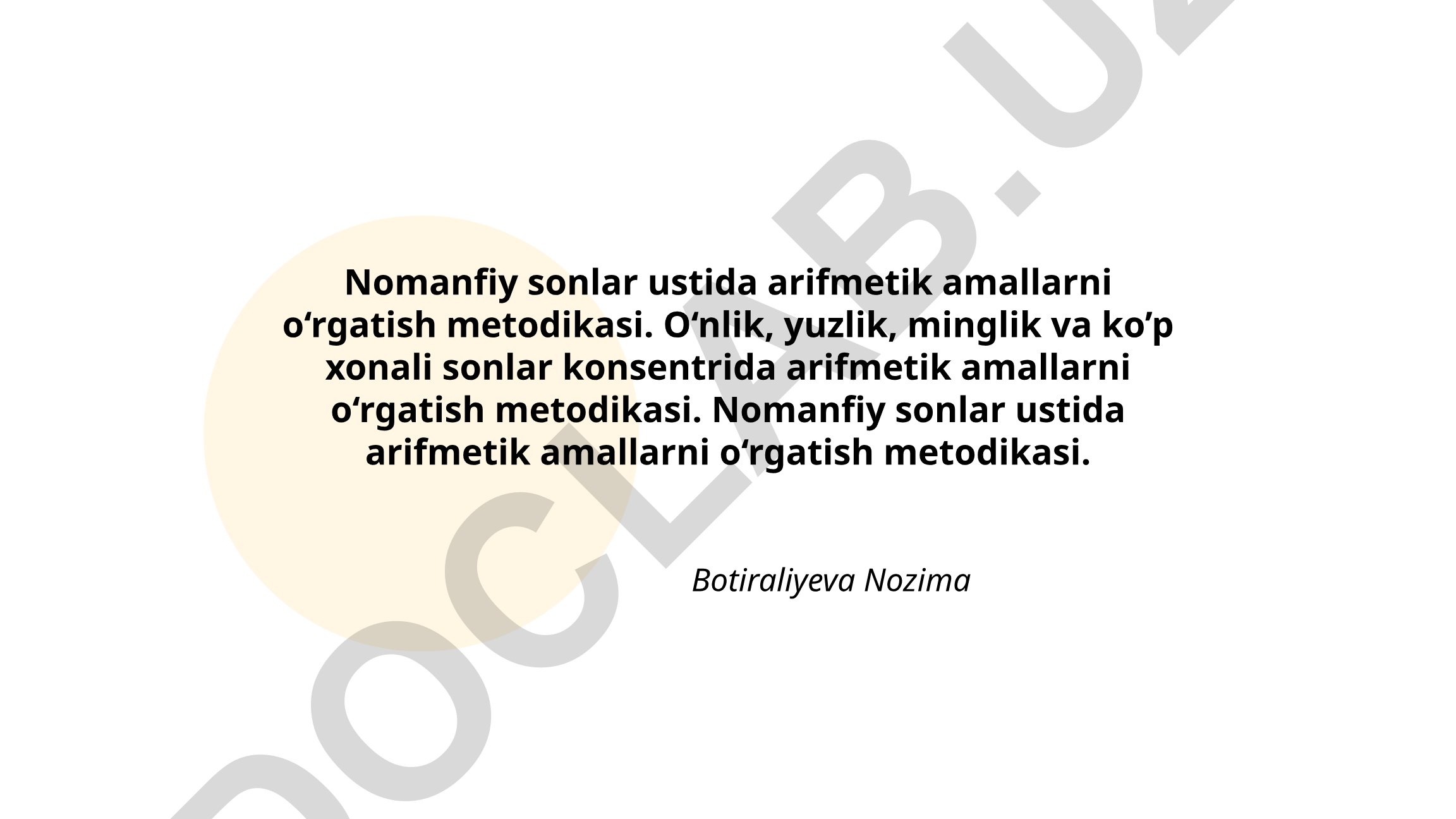 Nomanfiy sonlar ustida arifmetik amallarni o‘rgatish metodikasi