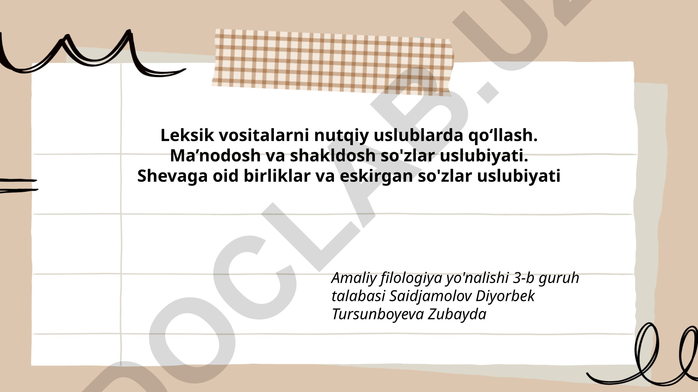 Leksik vositalarni nutqiy uslublarda qoʻllash