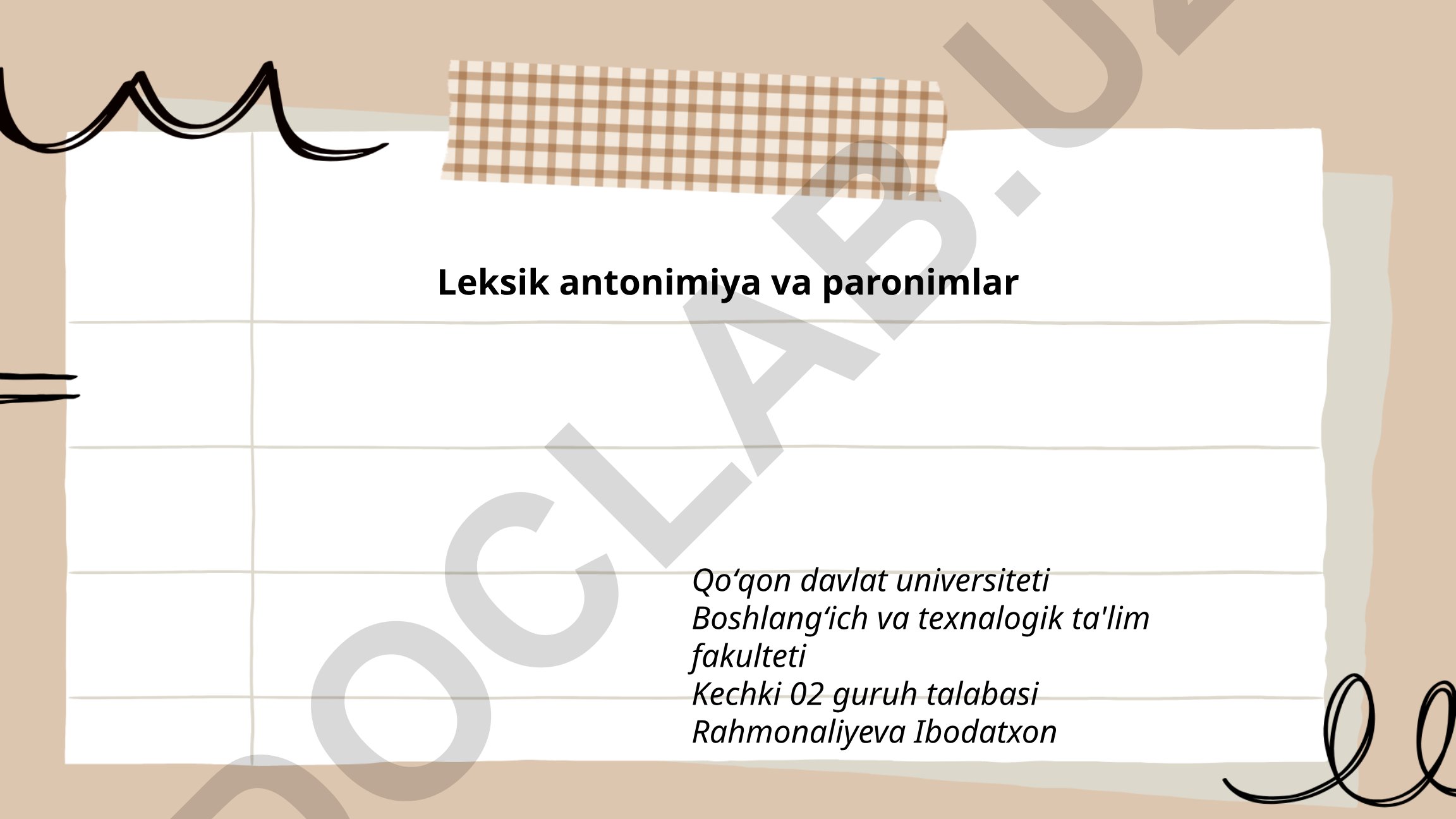 Leksik antonimiya va paronimlar