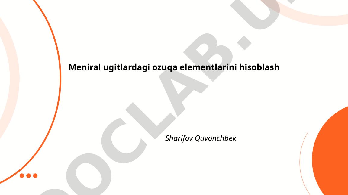Mineral o'g'itlardagi ozuqa elementlarini hisoblash