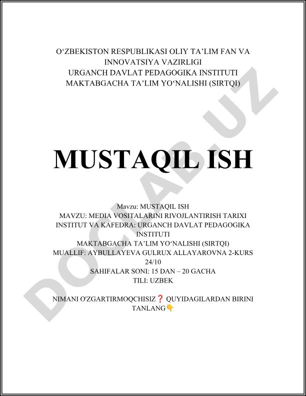 Media vositalarini rivojlantirish tarixi
