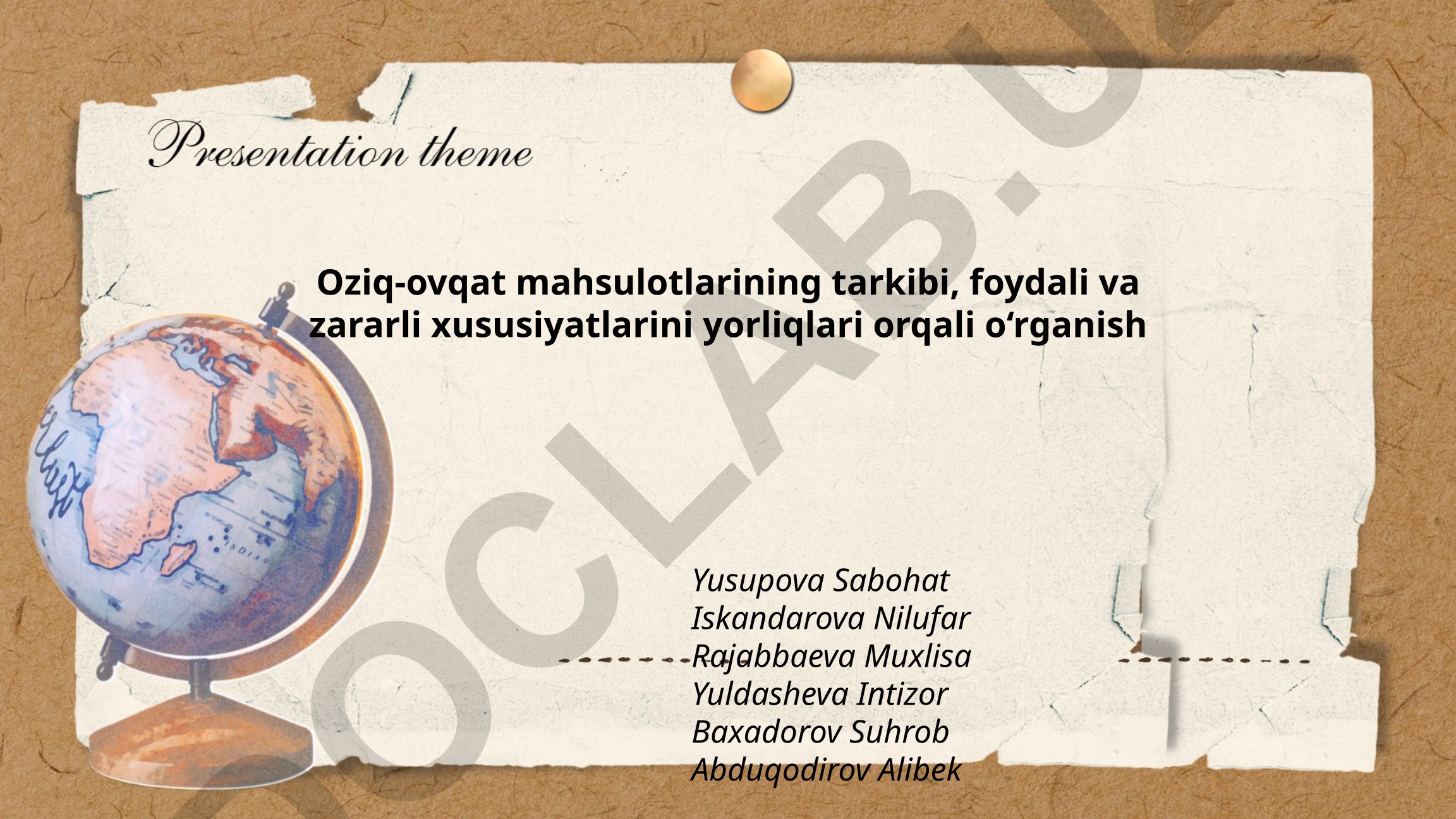 Oziq-ovqat mahsulotlarining tarkibi, foydali va zararli xususiyatlarini yorliqlari orqali o‘rganish
