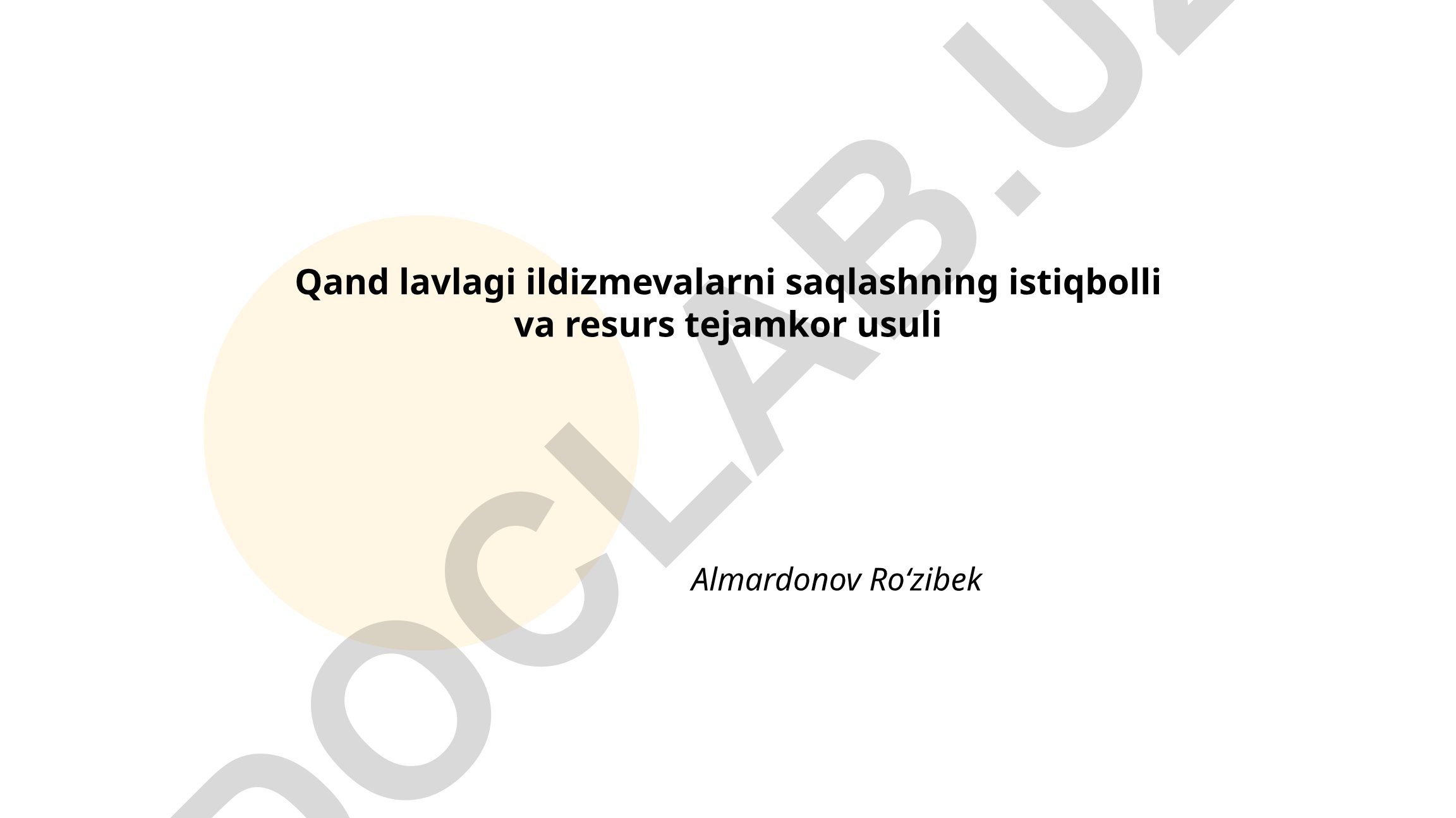 Qand lavlagi ildizmevalarni saqlashning istiqbolli va resurs tejamkor usuli