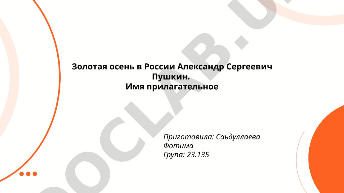 Золотая осень в России: функция прилагательных в поэзии Пушкина
