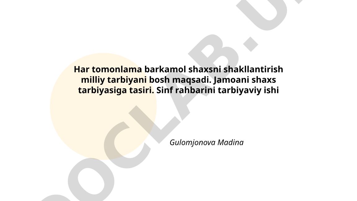 Har tomonlama barkamol shaxsni shakllantirish va milliy tarbiya