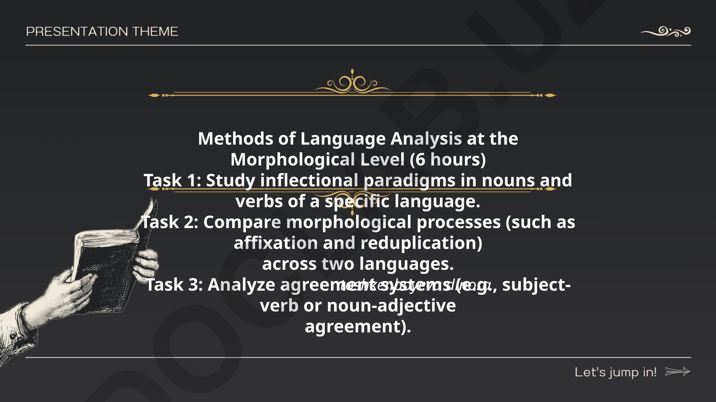 Methods of Language Analysis at the Morphological Level