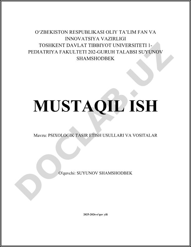 Psixologik ta'sir etish usullari va vositalari
