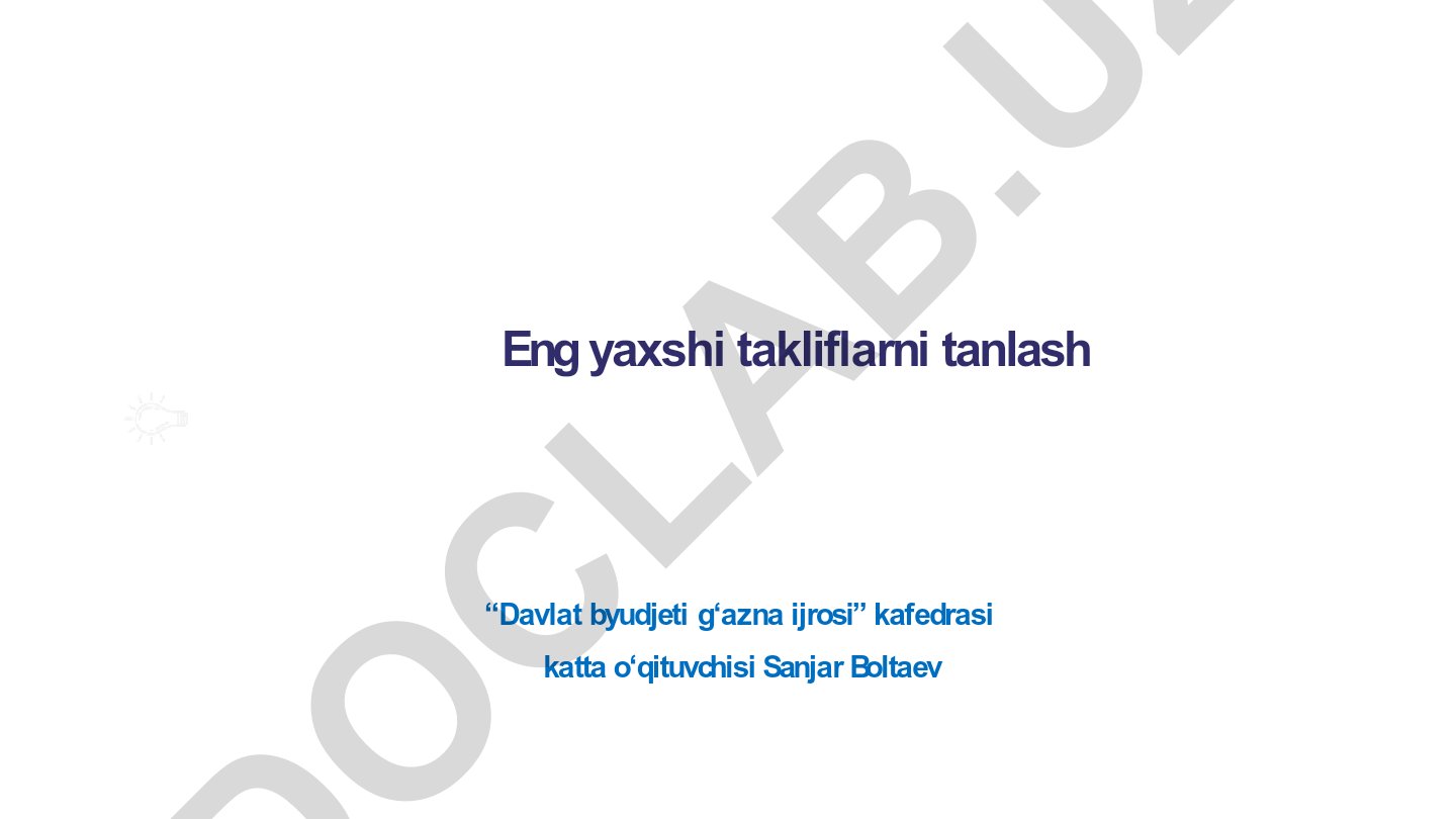 Davlat xaridlari va eng yaxshi takliflarni tanlash