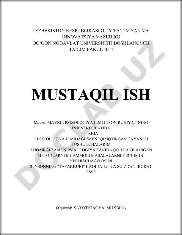 Psixologiya ilmi inson ruhiyatining injeneri sifatida