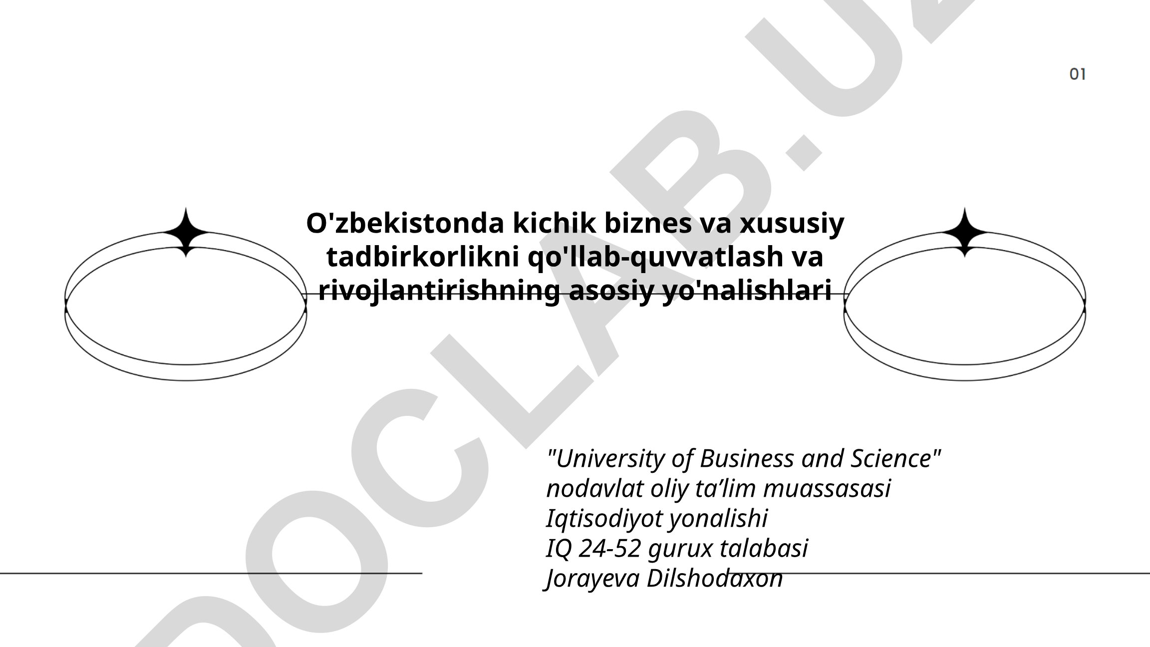O'zbekistonda kichik biznes va xususiy tadbirkorlikni qo'llab-quvvatlash va rivojlantirish