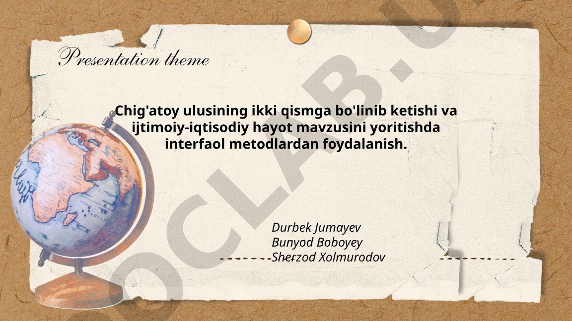 Chig'atoy ulusining ikki qismga bo'linishi va ijtimoiy-iqtisodiy hayot