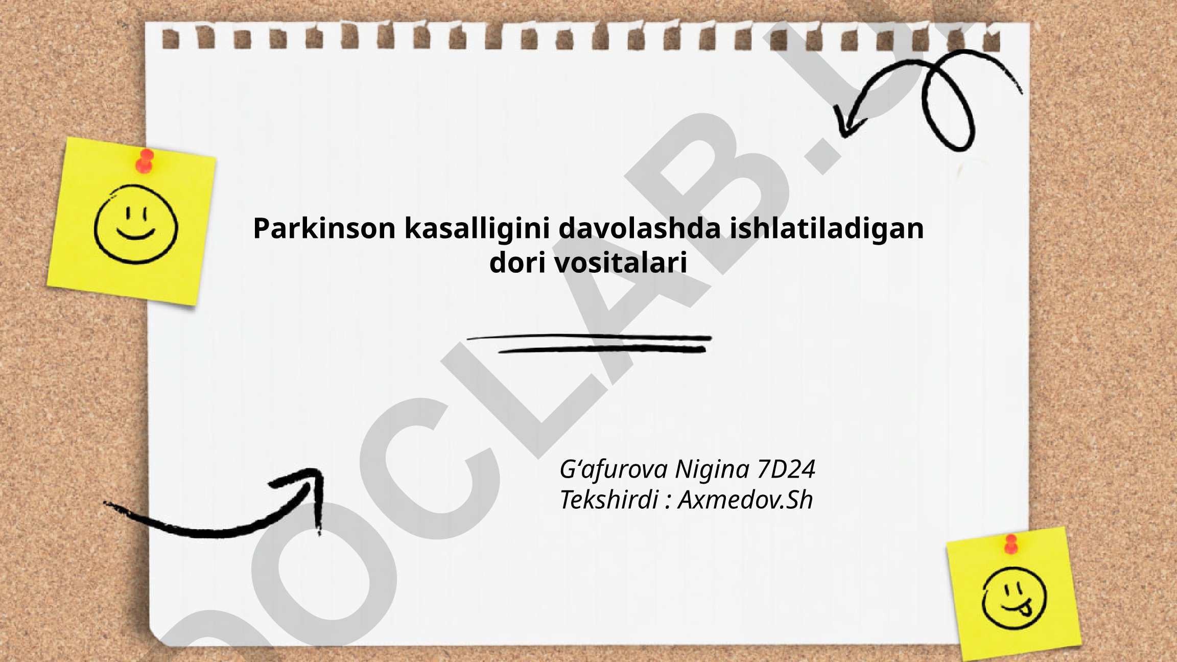 Parkinson kasalligini davolashda ishlatiladigan dori vositalari