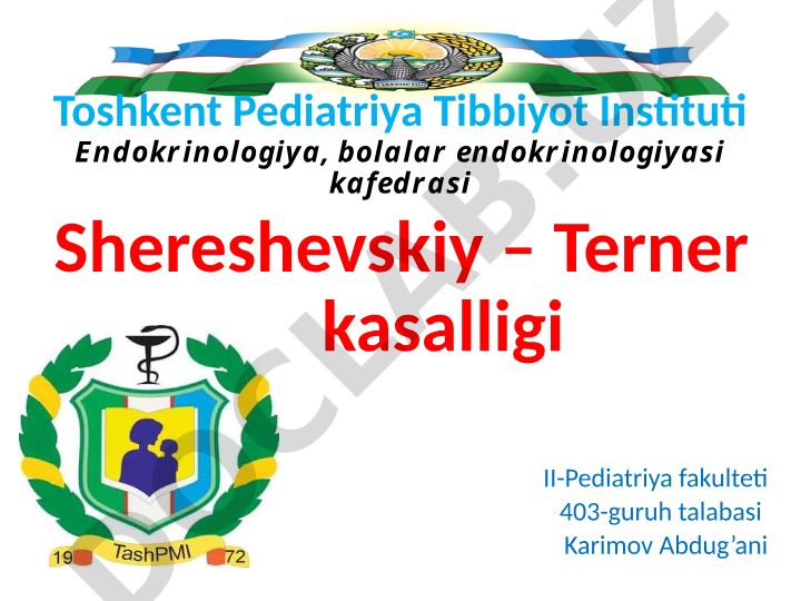 Shereshevskiy-Terner kasalligi va gipogonadizm
