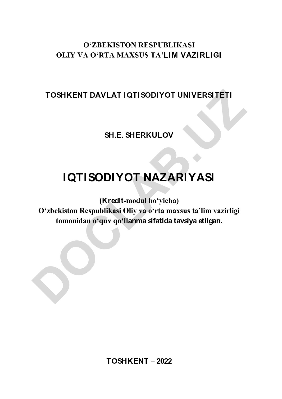 Iqtisodiyot nazariyasi o'quv qo'llanmasi