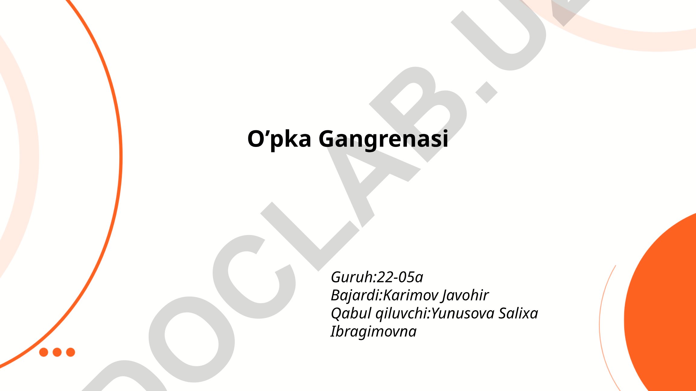 O'pka gangrenasi: ta'rifi, epidemiologiyasi va etiologik omillar