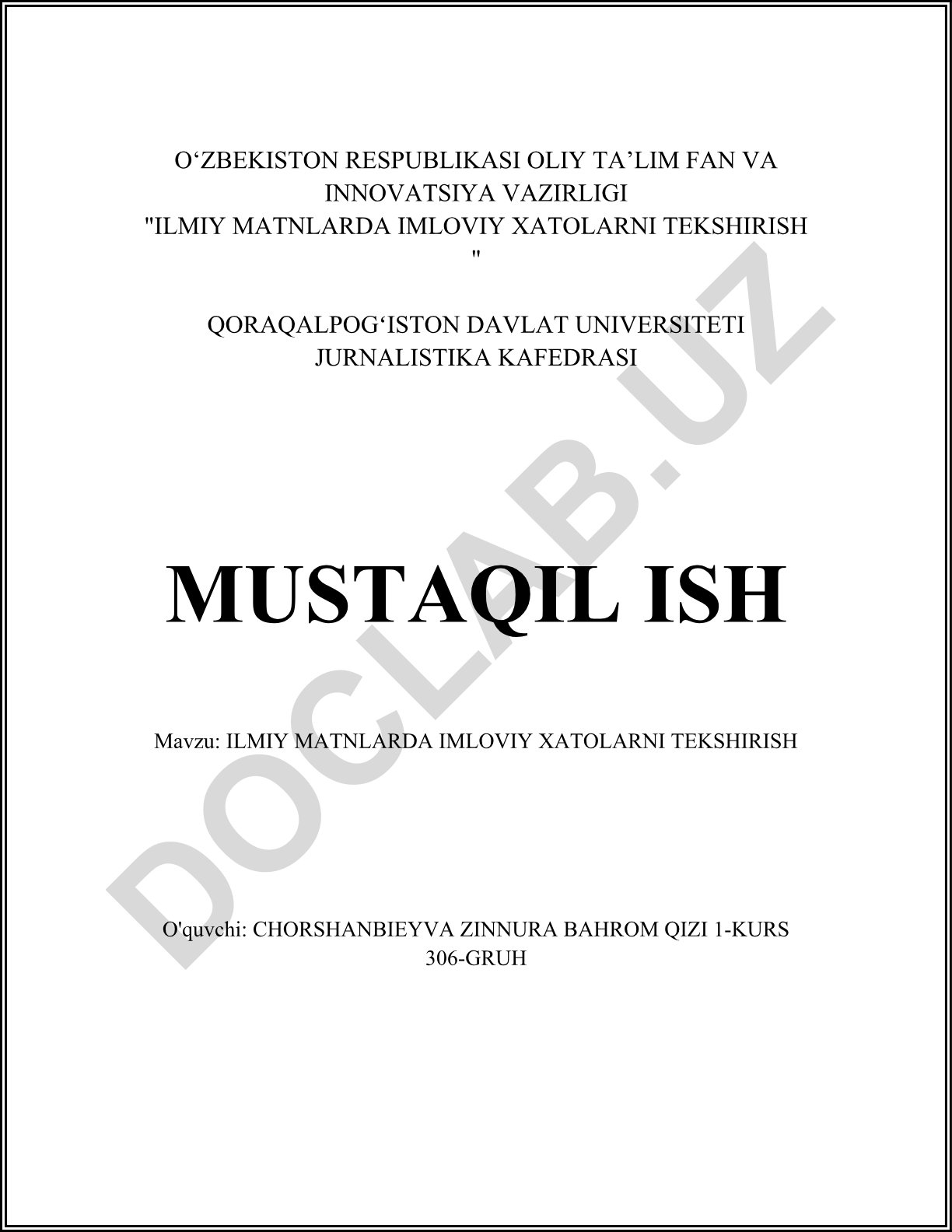 Ilmiy matnlarda imloviy xatolarni tekshirish