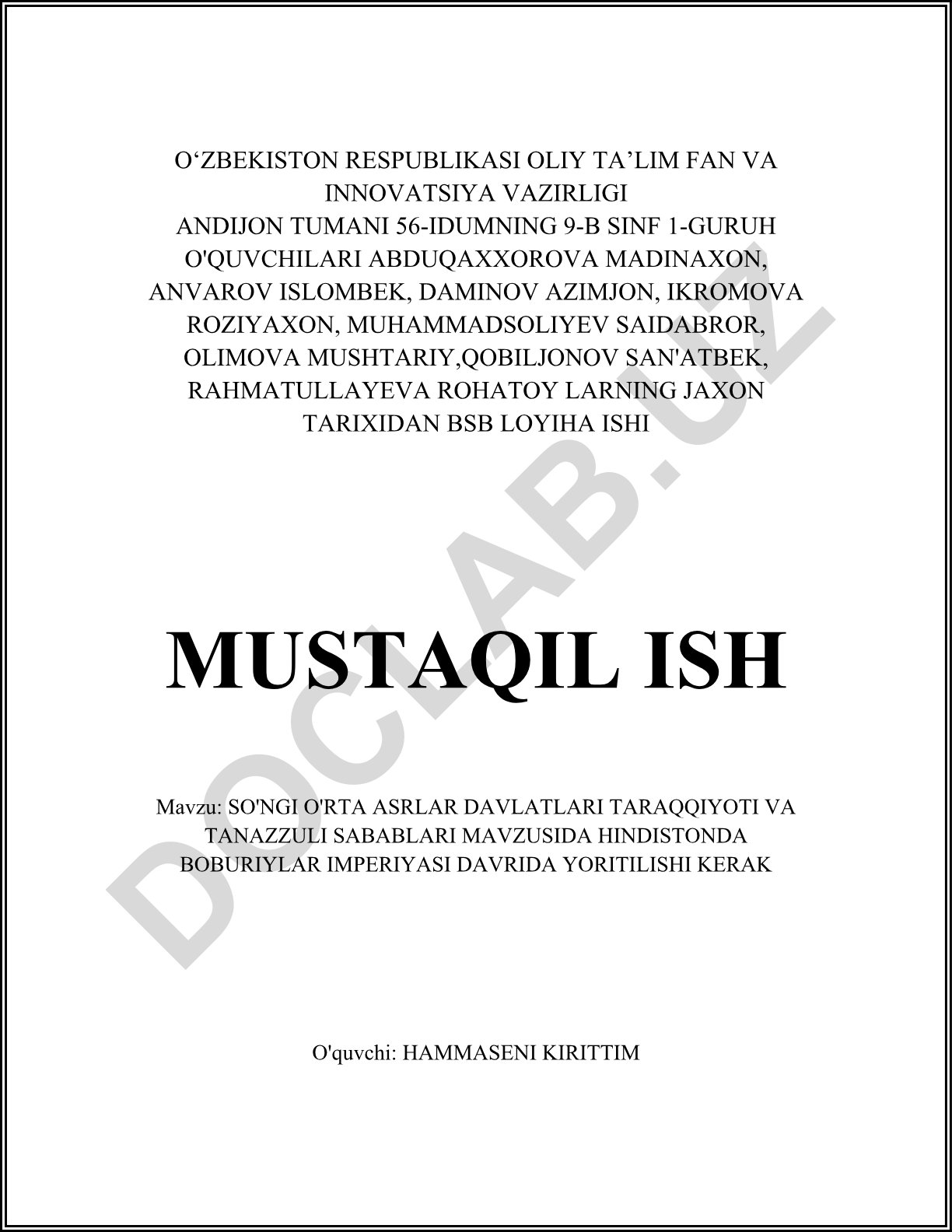 So'ngi O'rta Asrlar davlatlari taraqqiyoti va tanazzuli sabablari mavzusida Hindistonda Boburiylar imperiyasi davrida yoritilishi