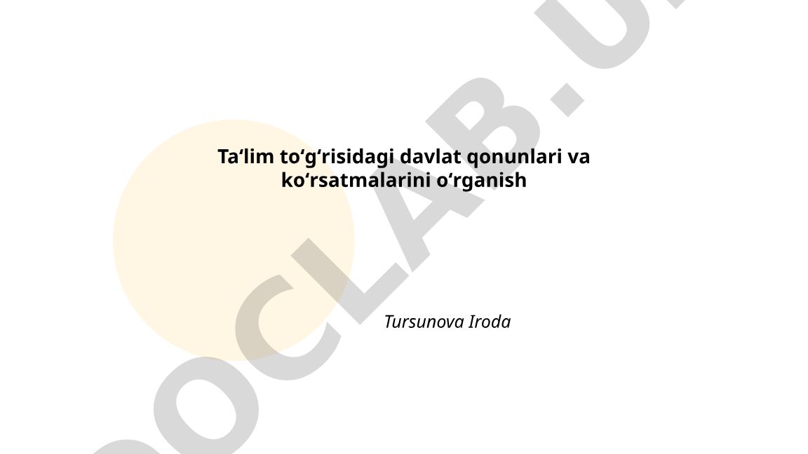 Ta'lim to'g'risidagi davlat qonunlari va ko'rsatmalarini o'rganish