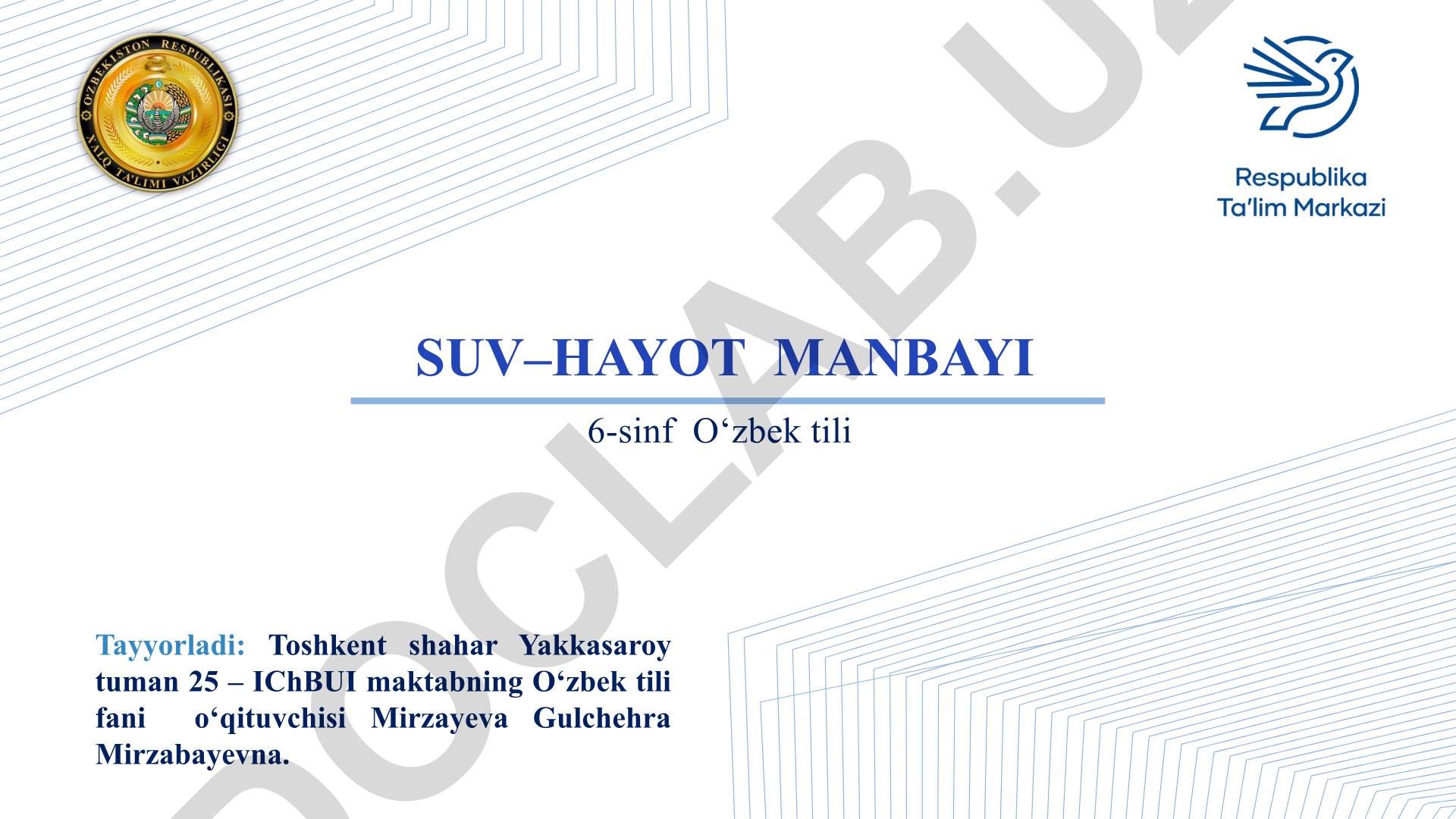 Suv - hayot manbayi