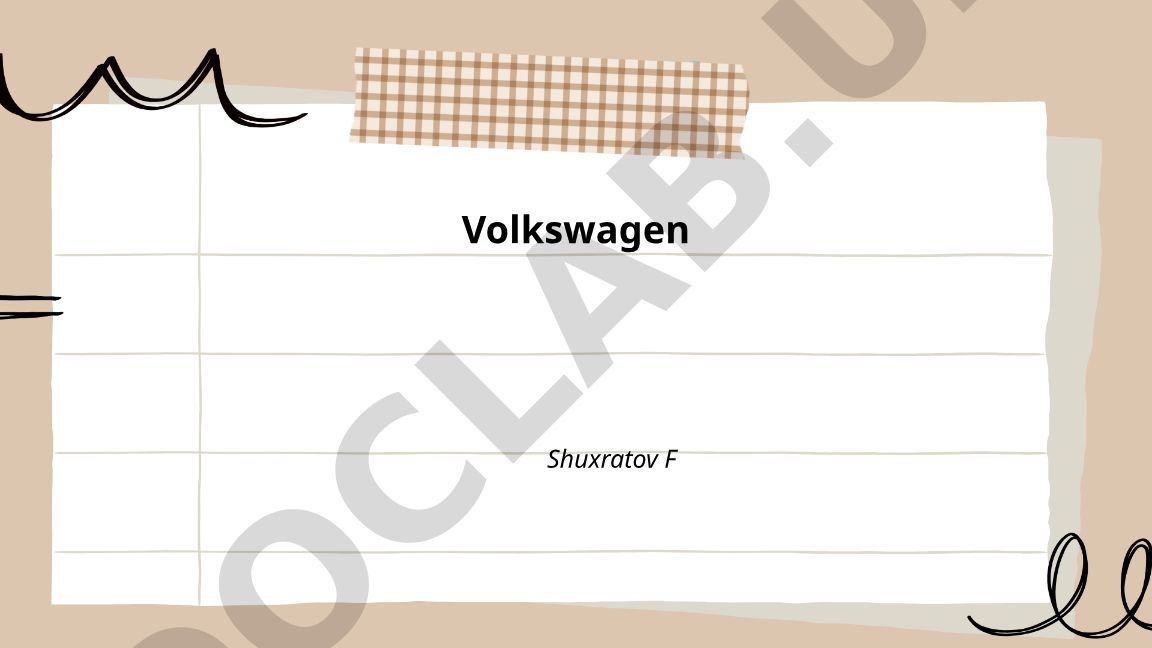 Volkswagen brendining tarixi va rivojlanishi